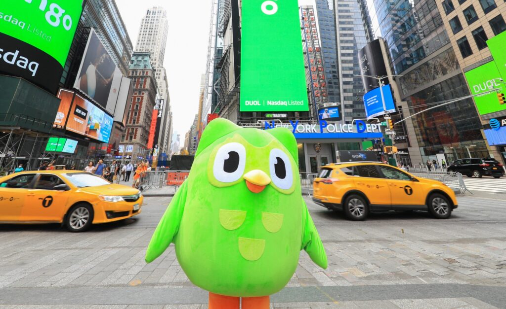 Duolingo's green owl in NYC